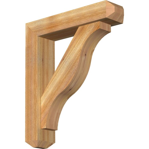 Ekena Millwork Funston Craftsman Rough Sawn Bracket w/ Offset Brace, Western Red Cedar, 6"W x 26"D x 30"H BKT0604X26X30FST04RWR - main